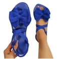 thumbnail image 7 of Miluxas Women's Ankle Strap Bow Sandals Criss Cross Open Toe Bowknot Dressy Beach Flat Sandals Blue 9(42), 7 of 7