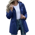 thumbnail image 2 of BRGZLK Rain Coats for Women Trendy Zip Up Solid Color Long Sleeve Hooded Lightweight Long Waterproof Jackets Elastic Waist Casual Outdoor Hiking Raincoats Blue L, 2 of 8