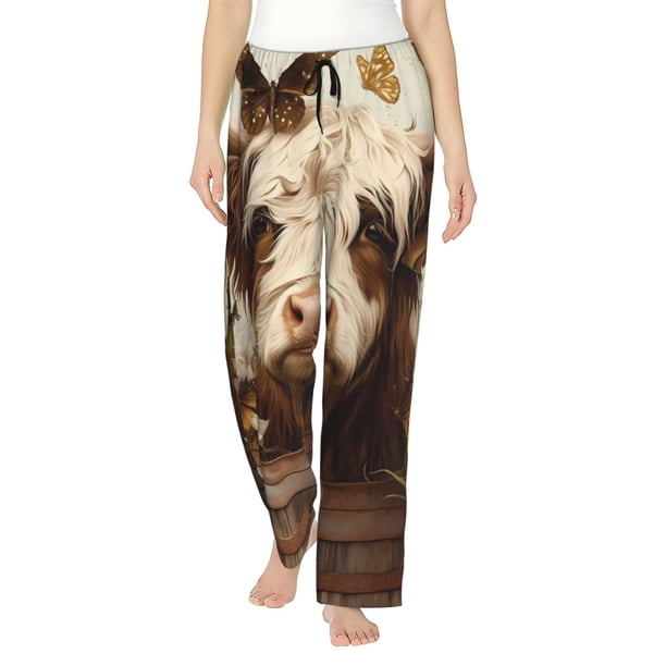 Balery Butterfly Cow Barrel Pantalones de pijama para mujer, pijamas ultraligeros, pantalones de estar por casa-Medium