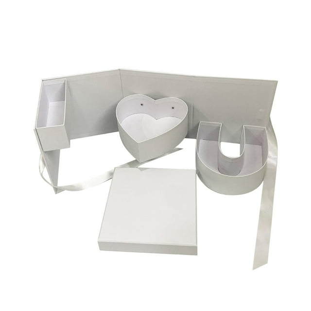 veasfak Empty Flower Gift Box Fillable Gift Box for Anniversary Celebrations Parties White