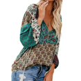 thumbnail image 3 of Blusas De Manga Larga Con Cuello En V Blusas De Manga Larga Con Estampado Floral Blusa Informal Para Mujer Blusa De Manga Larga Con Cuello En V Jersey Con Cordón Estampado Floral ANGGREK  No, 3 of 5