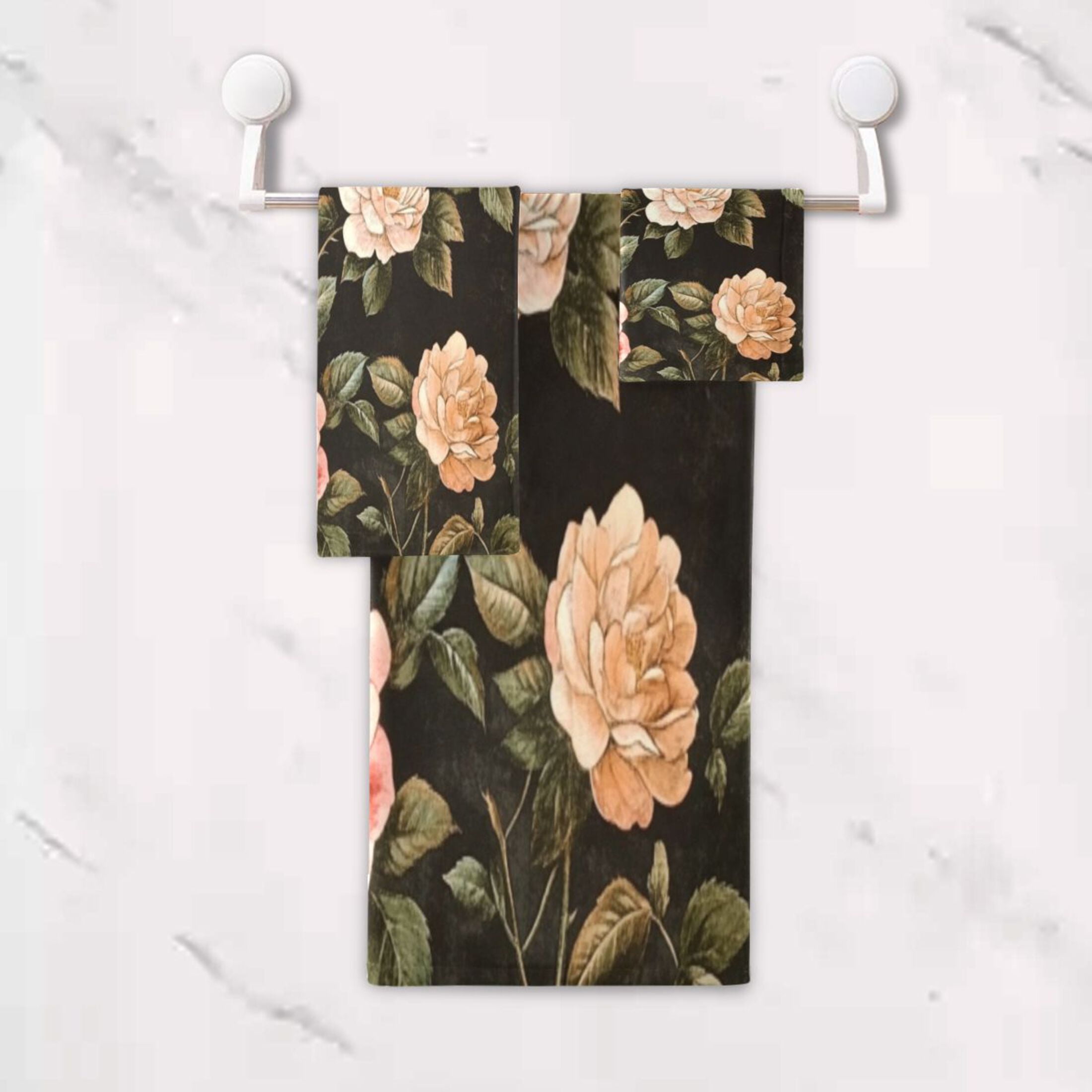 Three-Piece Towel Set Face Towel Towel Set Hand Towel Bath Towel Cotton Bath Towels Bath Towel Sets Hand Bath Towels Cartoon Red Pretty Roses