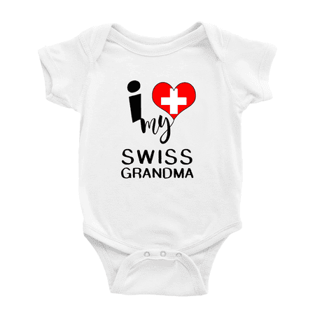 

I Heart My Swiss Grandma Love Switzerland Flag Infant Baby Bodysuit (White 0-3 Months)