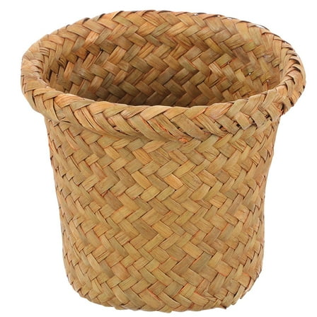WEUVEB Wicker Garbage Can Woven Trash Basket Seagrass Wastebasket Businesses Store 1Pack