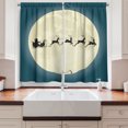 thumbnail image 2 of Ambesonne Christmas Kitchen Curtains, Santa Claus Silhouette, 55"x39", Cream Night Blue Black, 2 of 3