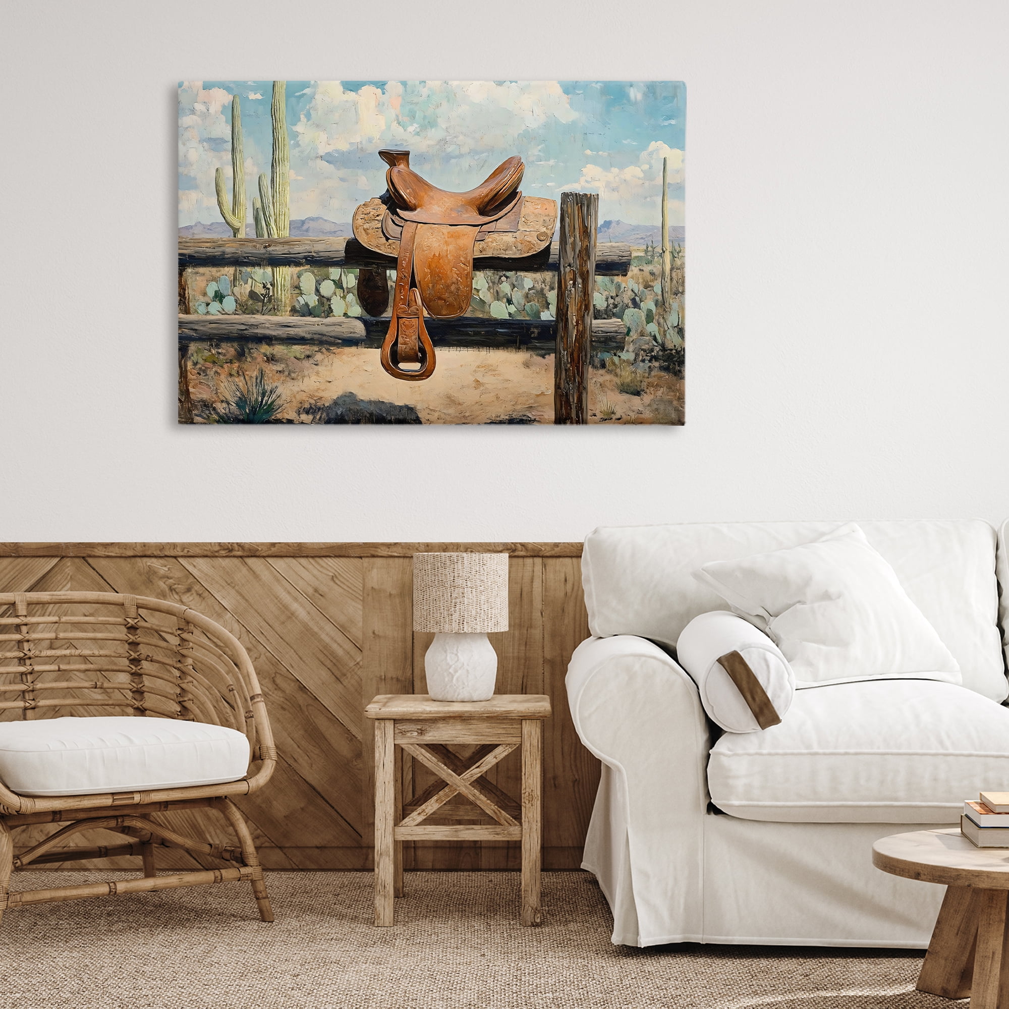 Stupell Industries Saddle on Desert Fence Canvas Wall Art, design by Franklyn Gregory