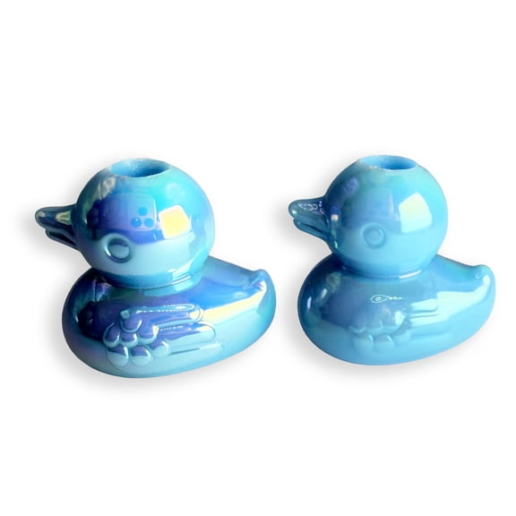HOODIE CHARMS® Duck Pop – Blue Iridescent Duck Resin Hoodie Charms for Hoodie Drawstrings, Joggers & Shoelaces – Includes 2 Resin Charms & 2 Metal Claws