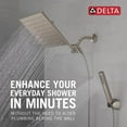 thumbnail image 3 of Delta Faucet 10-inch Raincan Shower Head and Hand Held Shower Combo, Brushed Nickel Square Shower Head, Rainfall Shower Head, Hand Shower, 1.75 GPM Flow Rate, SpotShield Brushed Nickel 75527-SN, 3 of 5
