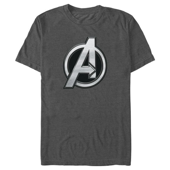 Men's The Marvels Silver Avengers Logo Graphic Tee Charcoal Heather X Large