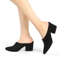 thumbnail image 2 of Mules Tacón Grueso Punta Puntiaguda Zapato Sin Cordones Para Mujeres Negro 39, 2 of 7