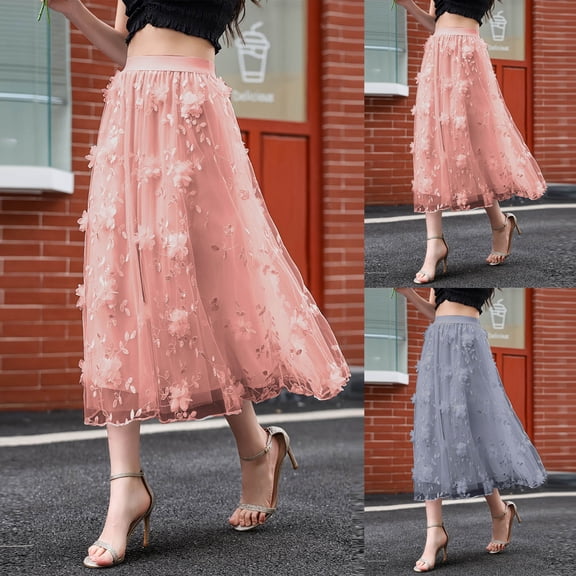 Antinious Winter Skirts for Women,Skirts for Women Trendy,Beach Dresses for Women Solid Silk Skirts High Waist Slim Elegant Long Skirts,Pink,XL