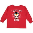 thumbnail image 3 of Inktastic I Love My Oma with Cute Penguin and Hearts Girls Long Sleeve Toddler T-Shirt, 3 of 5
