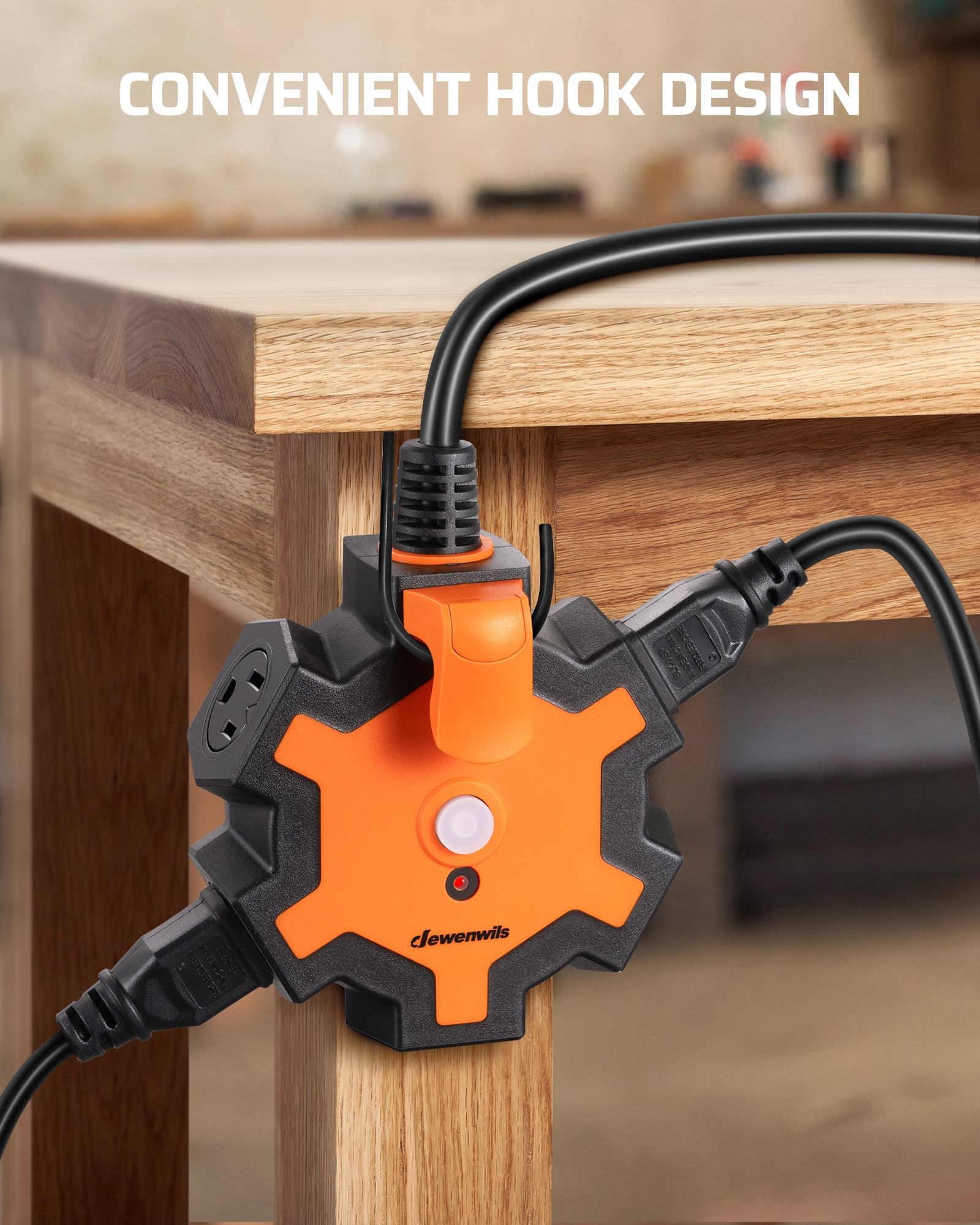 DEWENWILS Heavy Duty 5-Outlet Power Strip, 15FT Extension Cord, outlet extender, ETL Listed