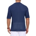 thumbnail image 3 of CAMISA DE RAYAS CHIC PARA HOMBRE, MANGA CORTA, TEJIDO TRANSPARENTE, TALLA XL, AZUL OSCURO, 3 of 5