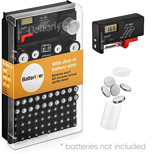 Battery Organizer Storage Case with Tester Compact Battery Storage