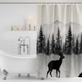 thumbnail image 3 of Deer Forest Shower Curtain, Waterproof Shower Curtains for Bathroom, Farmhouse Vintage Nature Trees Mountain Washable Fabric Bathtub Curtain Set Bath Decor with 12 Hooks 48"x72", 3 of 8