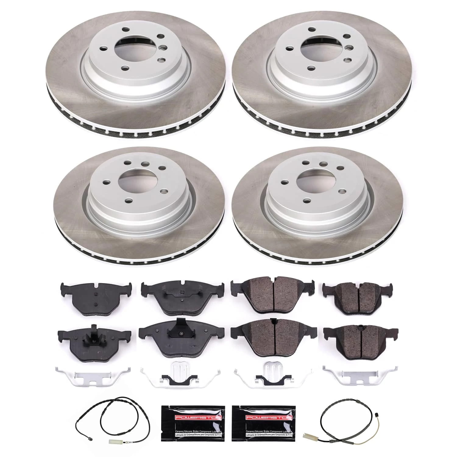 PowerStop Front and Rear Semi-Coated Rotor and Low-Dust Ceramic Brake Pad Kit SC7021