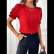 thumbnail image 5 of Blusa de de Corta , Elegante y con Cuello para Mujer, Blusa de Verano. Rojo M, 5 of 6