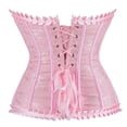 thumbnail image 3 of Corset Tops for Women Floral Lace Corset Bustier Plus Size Overbust Corset Pink 5XL, 3 of 5