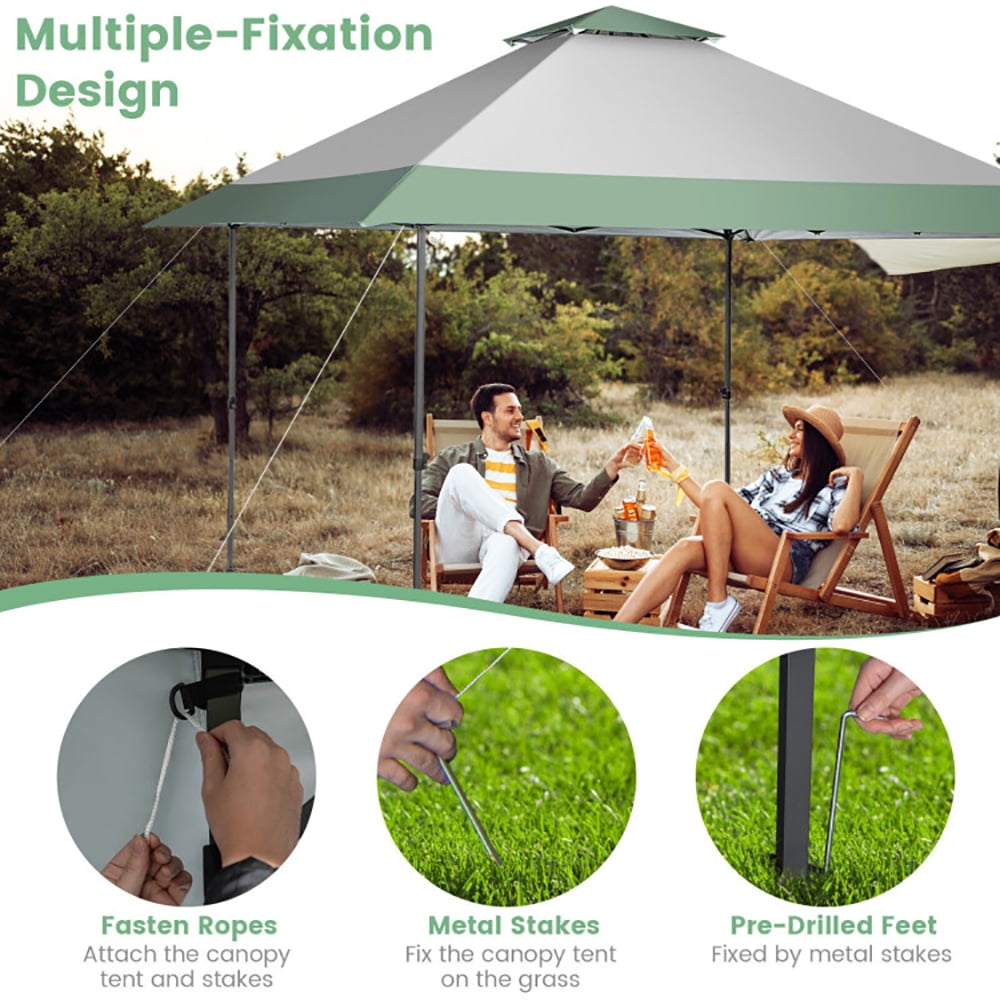 Aimee Lii 13 x 13 Feet Pop-Up Patio Canopy Tent with Shelter and Wheeled Bag, Backyard Canopy Gazebo for Party Camping BBQ Events, Gray