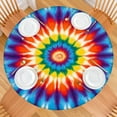 thumbnail image 2 of Colorful Rainbow Tie Dye Spiral Pattern Round Fitted Tablecloth with Elastic Edge,Dining Table Cover Waterproof,Outdoor Round Tablecloth for Camping,Dining,Indoor and Outdoor, 2 of 7