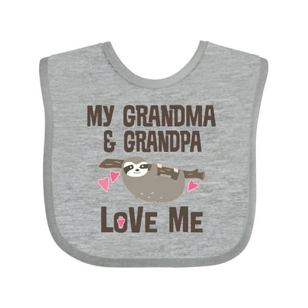 

Inktastic Grandma and Grandpa Love Me Sloth Gift Baby Girl Bib
