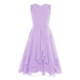 thumbnail image 3 of Yartina Girls Shiny Rhinestones Wedding Bridesmaid Dress V Neck Sleeveless Pleated Party Dress Ball Gowns Lavender 12, 3 of 7