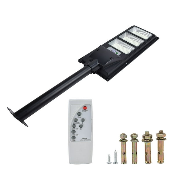 Farola Solar LED de 500W con Control remoto, temporizador, detección de movimiento humano, Sensor de movimiento IP65, luz de jardín impermeable para exteriores