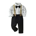 thumbnail image 2 of Boys Gentleman Outfits Set, Toddler Dress Shirt with Bowtie + Suspender Pants, Baby Boy Clothes Suits, 6 Months-7 Years, 2 of 14