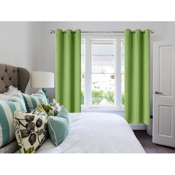 Set of 2 Panels K68 Lime Color Blackout Window Curtains 84" inches Length Panels with Grommets for Living Room , Closet, Bedroom Home Décor