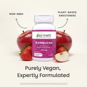 EZ Melts Dissolvable Sugar-Free Kombucha Tablets with SCOBY & Apple Cider Vinegar, Gut Health Supplements for Men & Women, Apple Berry Flavor - 60 Dissolvable Tablets (60 Servings)