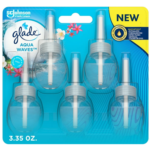 Glade PlugIns Scented Oil Diffuser, Aqua Waves, 5 Refills, 3.35 oz