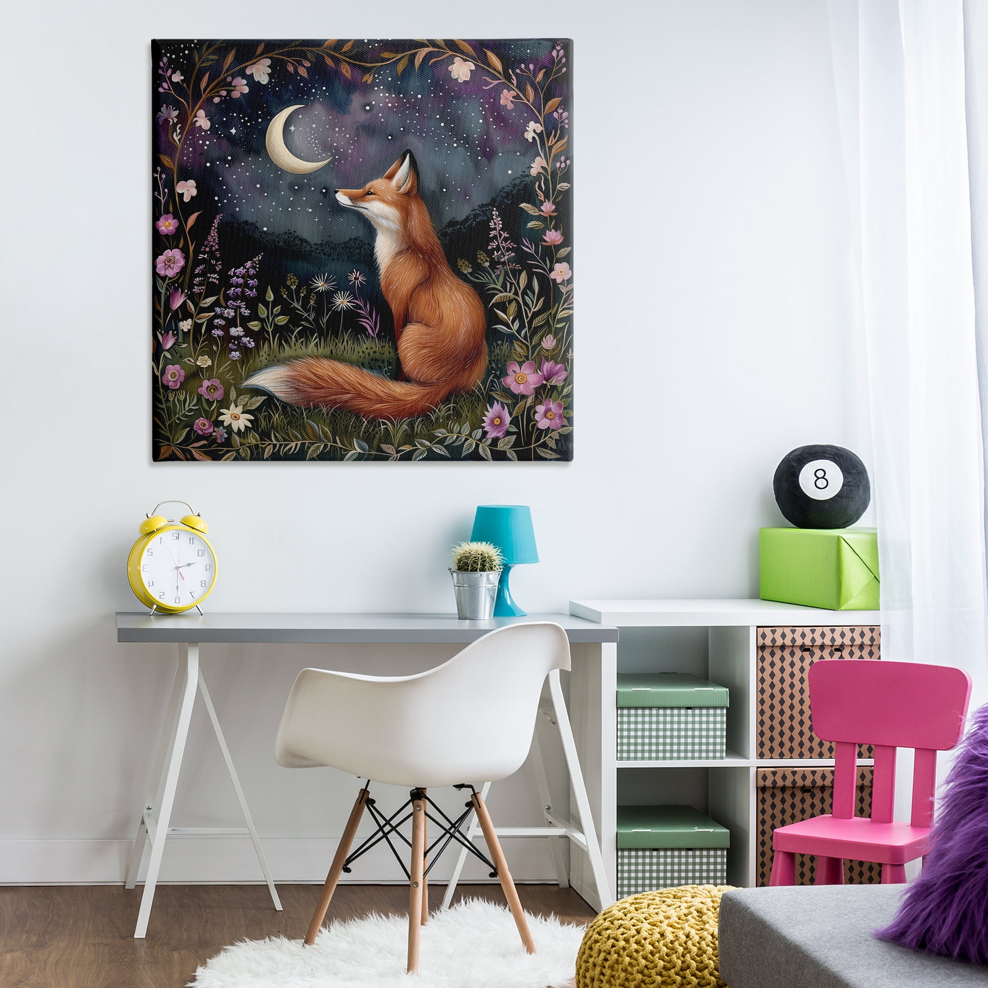 Stupell Industries Woodland Fox Night Forest Animals Painting Wrapped Canvas Art Print Wall Art, 36 x 36