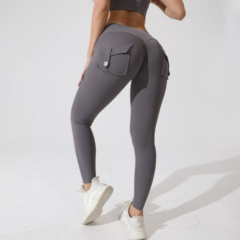 Dark Gray Leggings Womens Fashion Butt Lifting Leggings With Pockets For  Stretch Cargo Leggings High Waist Workout Running Pants Workout Leggings  for