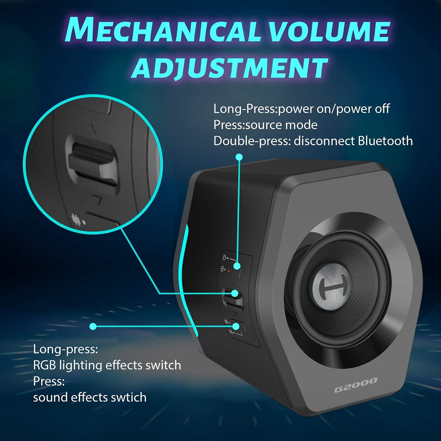 Restored Edifier G2000 32W PC Gaming Computer Speakers for Laptop Mac Desktop Computer Woofer Speakers Bluetooth USB 3.5mm AUX Inputs RGB Lights Multimedia Speakers Black (Refurbished)