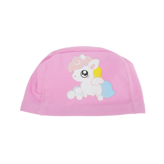 Unique Bargains 1 Pc Knitted PU Cartoon Horse Swim Cap Pink White