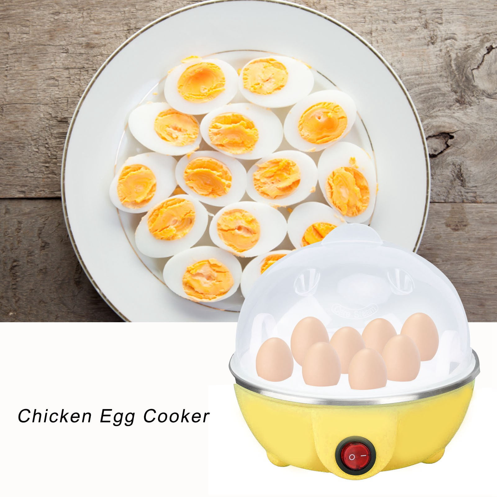 Egg cooker, egg cookware, up to 7 large boiled eggs, anti-drying, automatic power-off, egg heating plate, egg cookware PP, stainless steel material