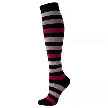 

Qxutpo Socks for Women Striped Fashion Casual Nylon Wicking Pressure Compression Socks