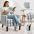 thumbnail image 5 of ZIVACATE Mid Century Modern Accent Chair, Striped Fabric Armchair with Nailhead Trim, Upholstered Reading Chair for Living Room, Bedroom & Reading Nook, Blue White Striped, 5 of 7