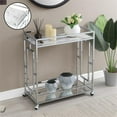 thumbnail image 5 of Pemberly Row Chrome Metal Faux Marble Mirrored Bar Cart with Shelf, 5 of 11