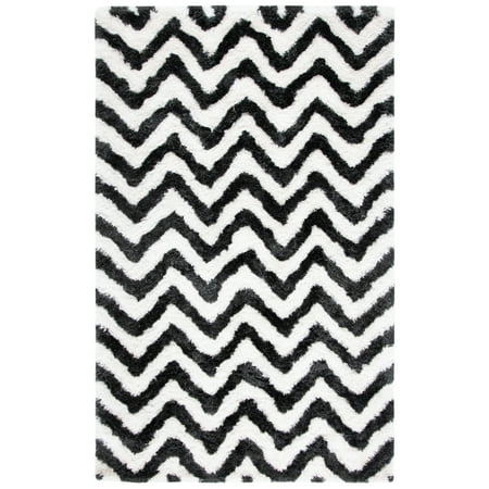 SAFAVIEH Barcelona Carmella Geometric Shag Area Rug, Graphite/Ivory, 9' x 12'