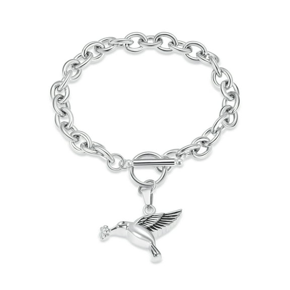 Customize 20cm Women Men Hummingbird Locket Stainless Steel Chain Link Bracelet Cremation Jewelry for Ashes Pet Human Funeral Urn Bracelet for Ashes Holder