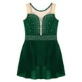 thumbnail image 4 of Sxiwei Gymnastics Leotard for Girls Shiny Rhinestone Mesh Patchwork Ballet Dance Dress Performance Green 12, 4 of 5