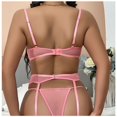 thumbnail image 3 of Conjunto de tres piezas de lencería sexy de tentación linda de chica con encaje europeo y americano con huecos y tirantes, 3 of 6