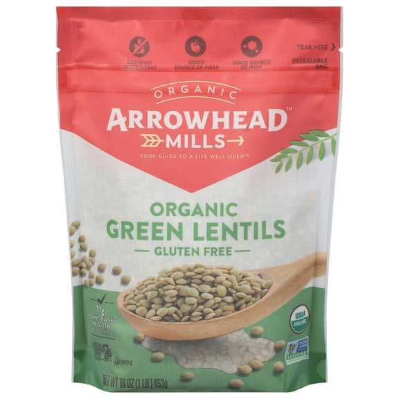 Arrowhead Mills Organic Green Lentil Beans 16 oz (Pack Of 6)