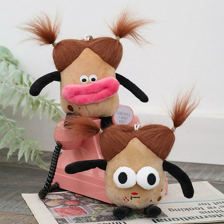 1pc Creative Fluffy Potato Doll/ Ugly Cute Potatoes Plush Toy With Braids/  Funny Throw Pillow Stuffed Animal/ Big-eyed Potato/ Chocolate Brown