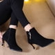 thumbnail image 4 of NECHOLOGY Botas Mujer Adulto Femenino Zapatos Botines mujer Mujer Estrella Borla Decorativa Felpa Tacones Negro Clásico Versátil Tacón Puntiagudo Corto Tobillo Botas (Black, 7), 4 of 7