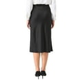 thumbnail image 3 of INSPIRE CHIC Women's Satin Skirt Elegant Work Elastic Waist Silky Midi A-Line Skirts XL Black, 3 of 5