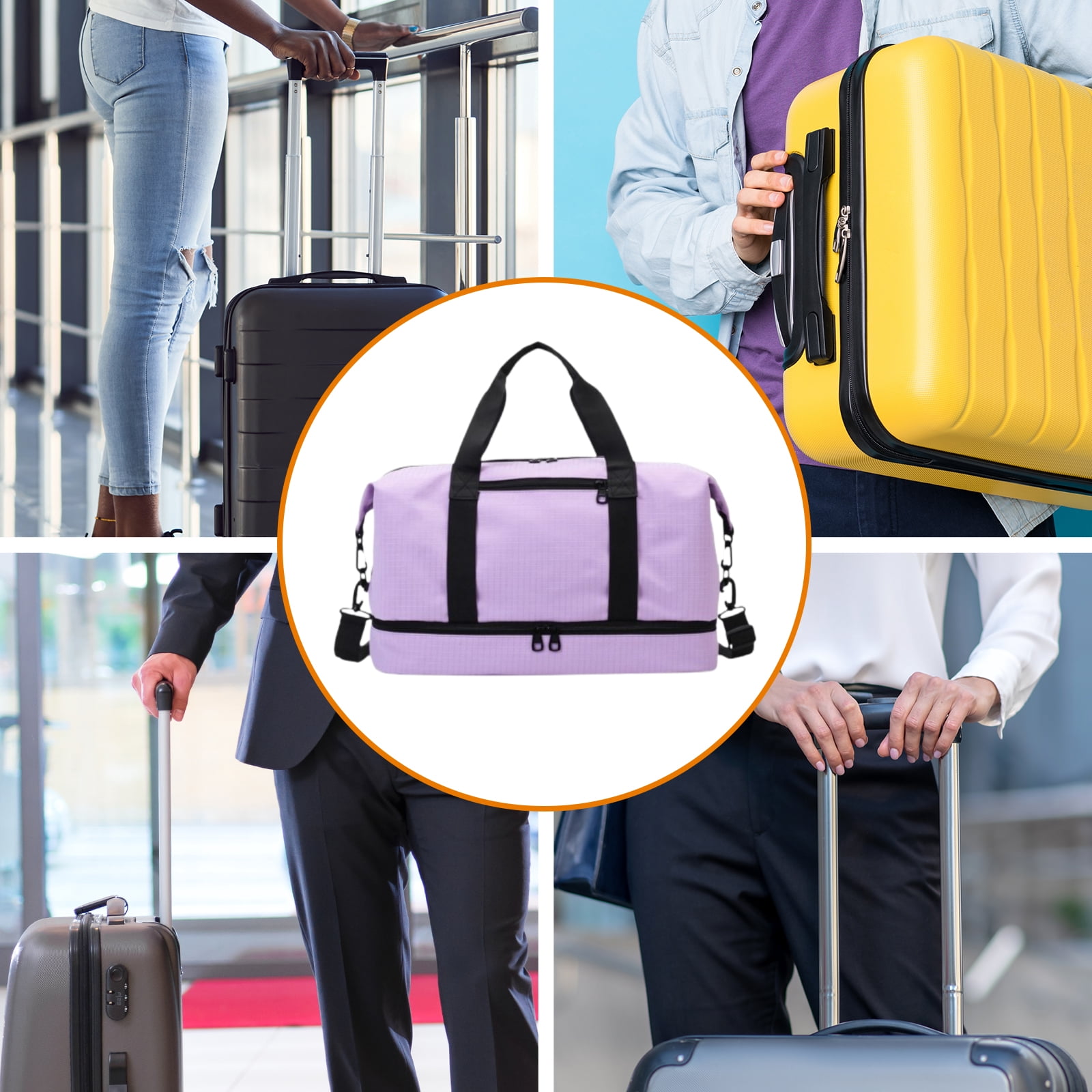 Abbraccia Airlines Gym Bag Mini Duffel Bag Tote Weekend Bag Personal Item Bag Underseat Carry on Bag for Women Men Holiday Trips Hiking Violet
