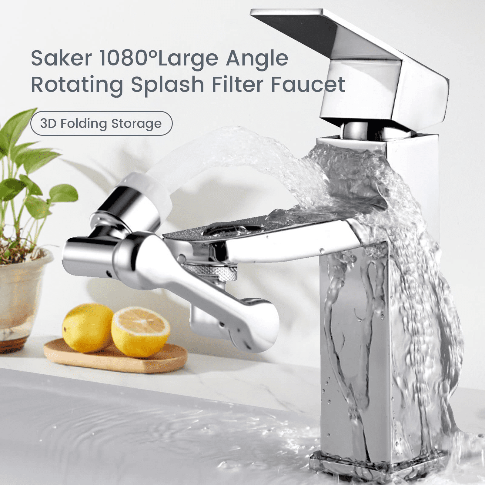 Saker Multifunctional Faucet Extender, 1080° Rotatable Sink Faucet Attachment, Kitchen Sink Faucet Aerator (Shower & Water Column Mode)